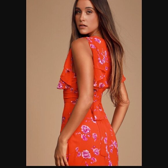 Lulu's Dearly Loved Red Floral Print Flutter Sleeve Maxi Dress - Picture 2 of 13